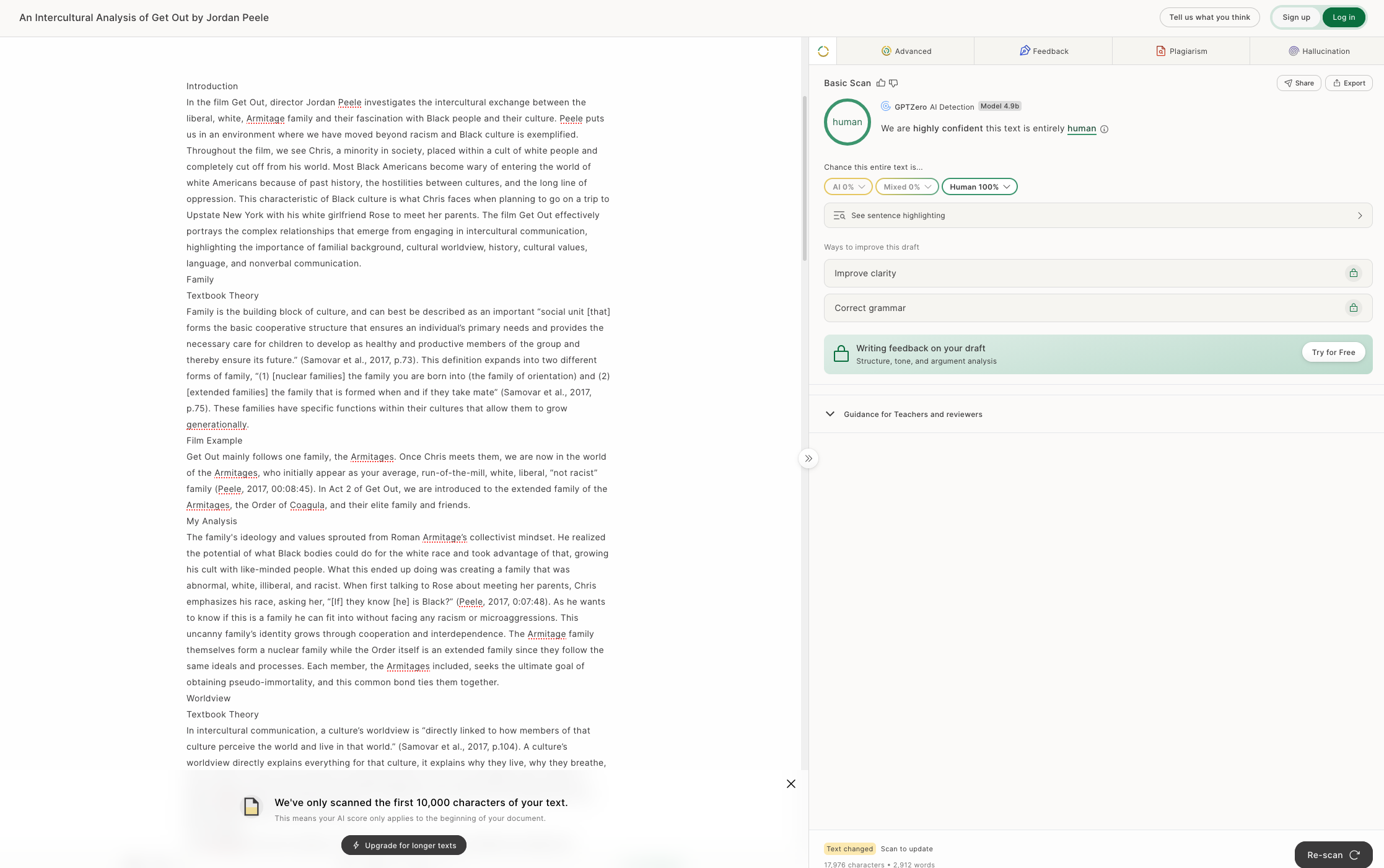 AI Checker on My Essay